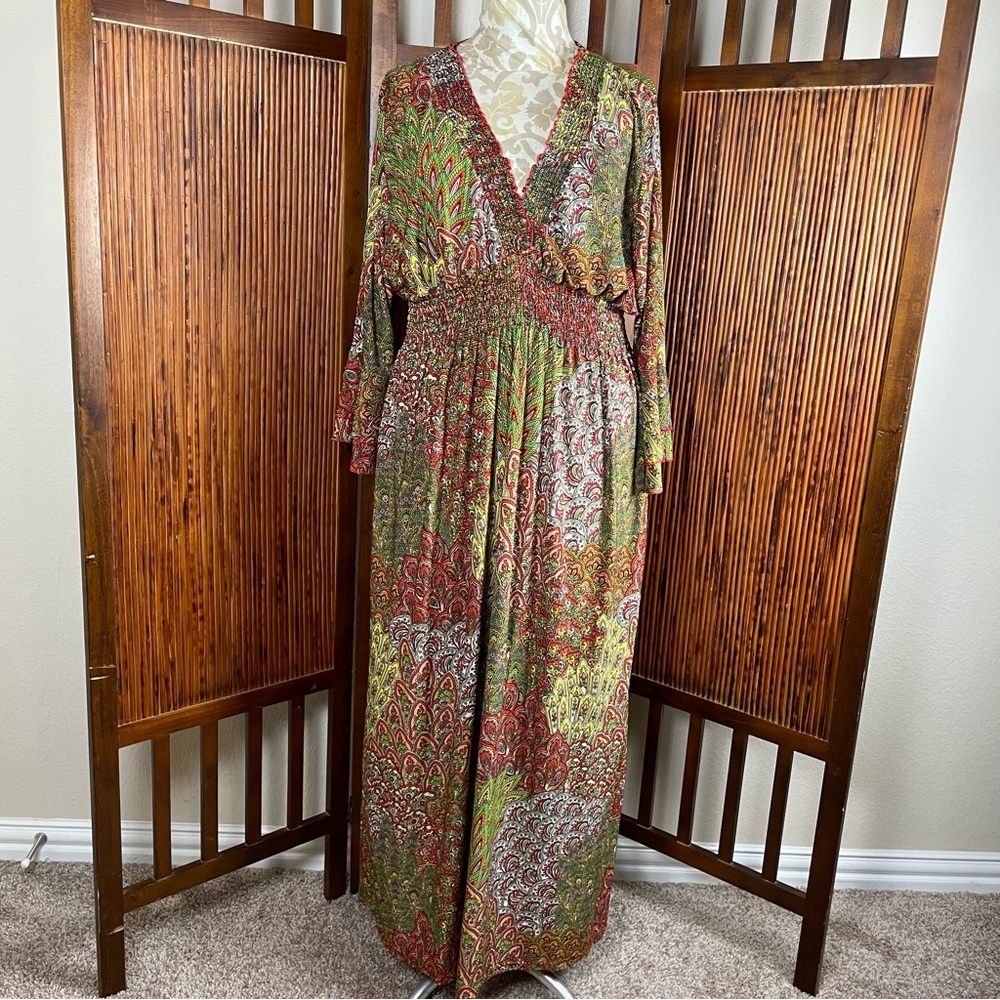Seven Island Elegant Multicolor Boho Maxi Dress Plus Size 3X